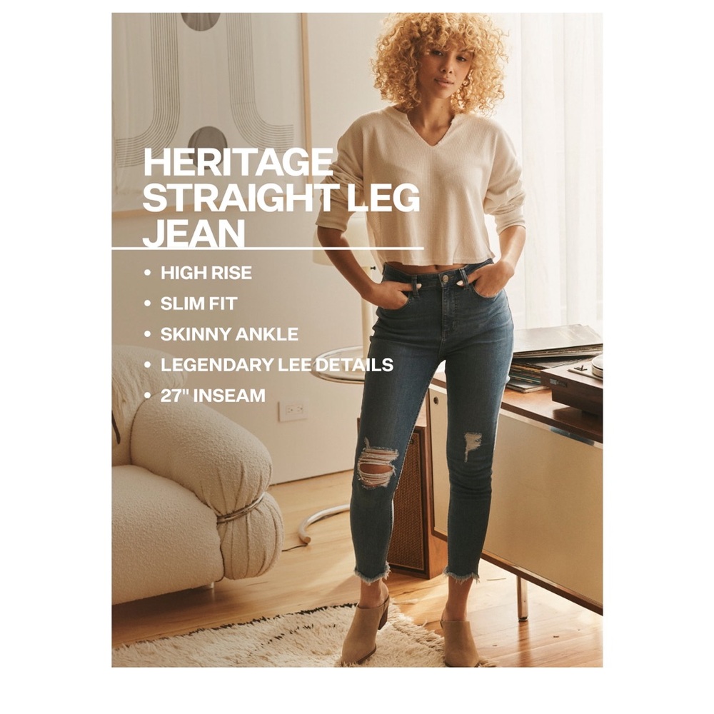 Lee Women’s Heritage Skinny Fit Denim Jeans 2 New Ankle High Rise Never Light